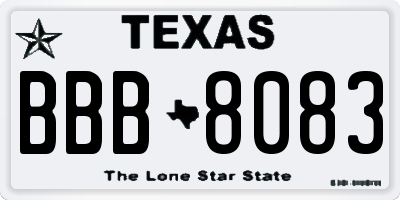 TX license plate BBB8083