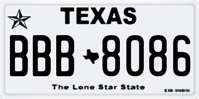 TX license plate BBB8086