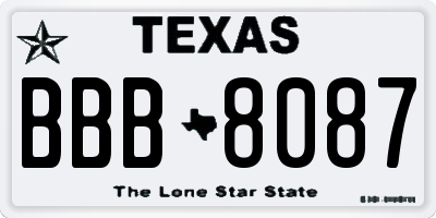 TX license plate BBB8087