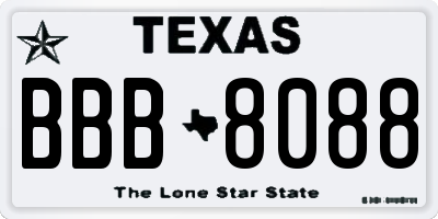 TX license plate BBB8088