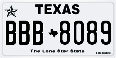 TX license plate BBB8089