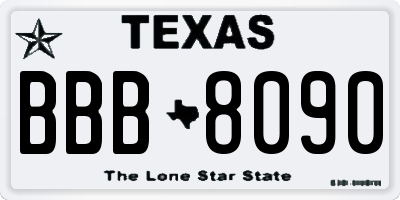 TX license plate BBB8090