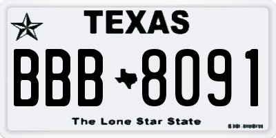 TX license plate BBB8091