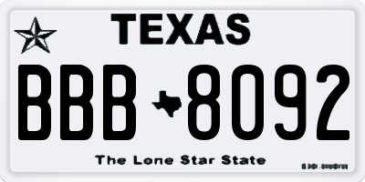 TX license plate BBB8092