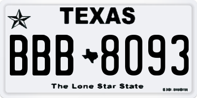 TX license plate BBB8093