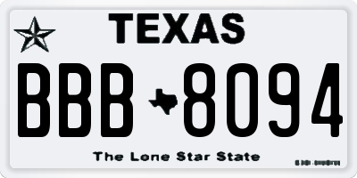 TX license plate BBB8094