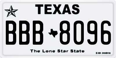 TX license plate BBB8096