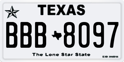 TX license plate BBB8097