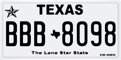 TX license plate BBB8098