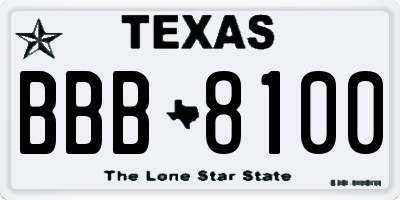 TX license plate BBB8100