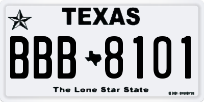 TX license plate BBB8101