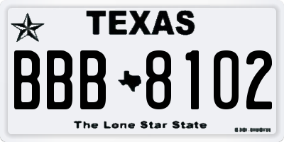TX license plate BBB8102