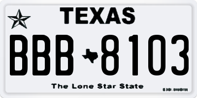 TX license plate BBB8103