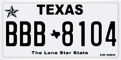 TX license plate BBB8104