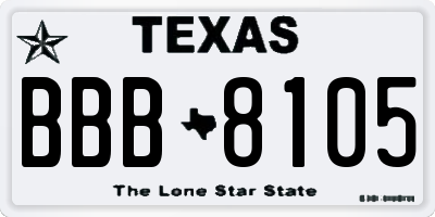 TX license plate BBB8105