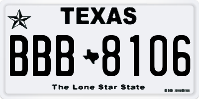 TX license plate BBB8106