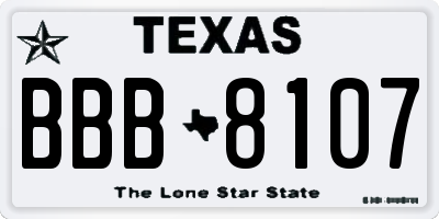 TX license plate BBB8107