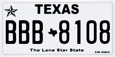 TX license plate BBB8108