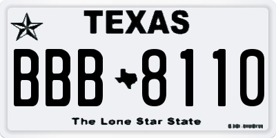 TX license plate BBB8110