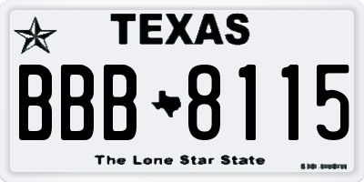 TX license plate BBB8115