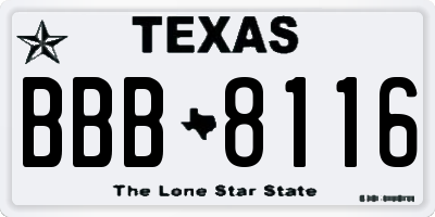 TX license plate BBB8116