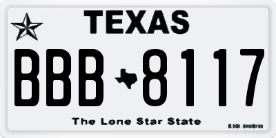 TX license plate BBB8117