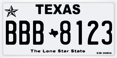 TX license plate BBB8123