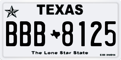 TX license plate BBB8125