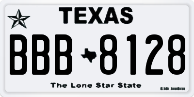 TX license plate BBB8128