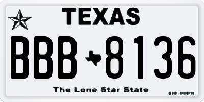 TX license plate BBB8136