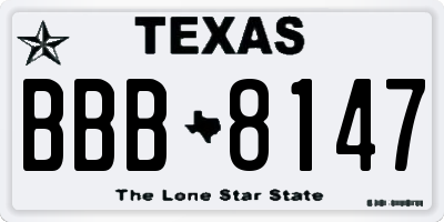 TX license plate BBB8147