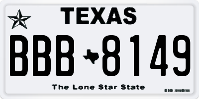 TX license plate BBB8149