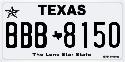 TX license plate BBB8150