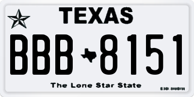 TX license plate BBB8151