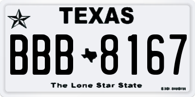 TX license plate BBB8167