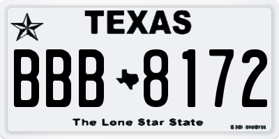 TX license plate BBB8172