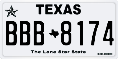TX license plate BBB8174