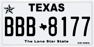 TX license plate BBB8177