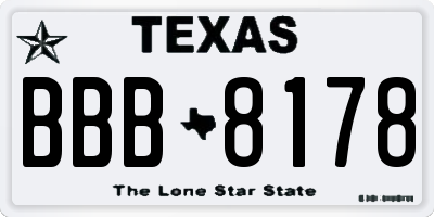 TX license plate BBB8178