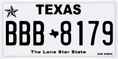 TX license plate BBB8179