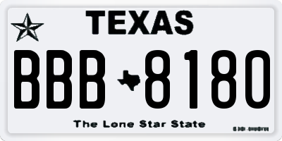 TX license plate BBB8180