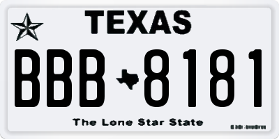 TX license plate BBB8181