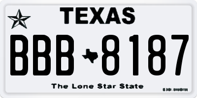 TX license plate BBB8187