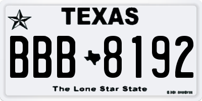 TX license plate BBB8192