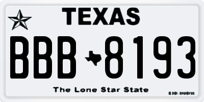 TX license plate BBB8193