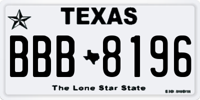 TX license plate BBB8196