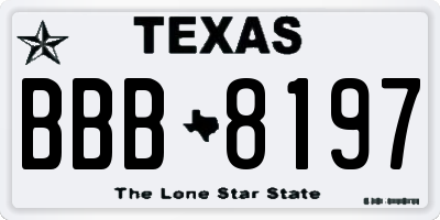 TX license plate BBB8197