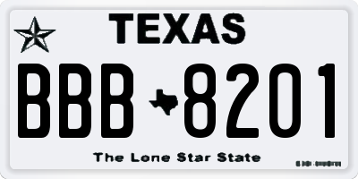 TX license plate BBB8201