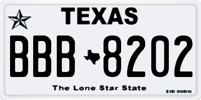 TX license plate BBB8202