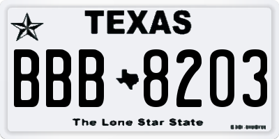 TX license plate BBB8203